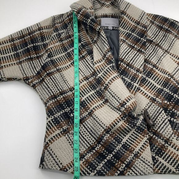 Classiques Entier Womens Gray Black Brown Bias Plaid 3/4 Sleeve Jacket Size S - Picture 11 of 13